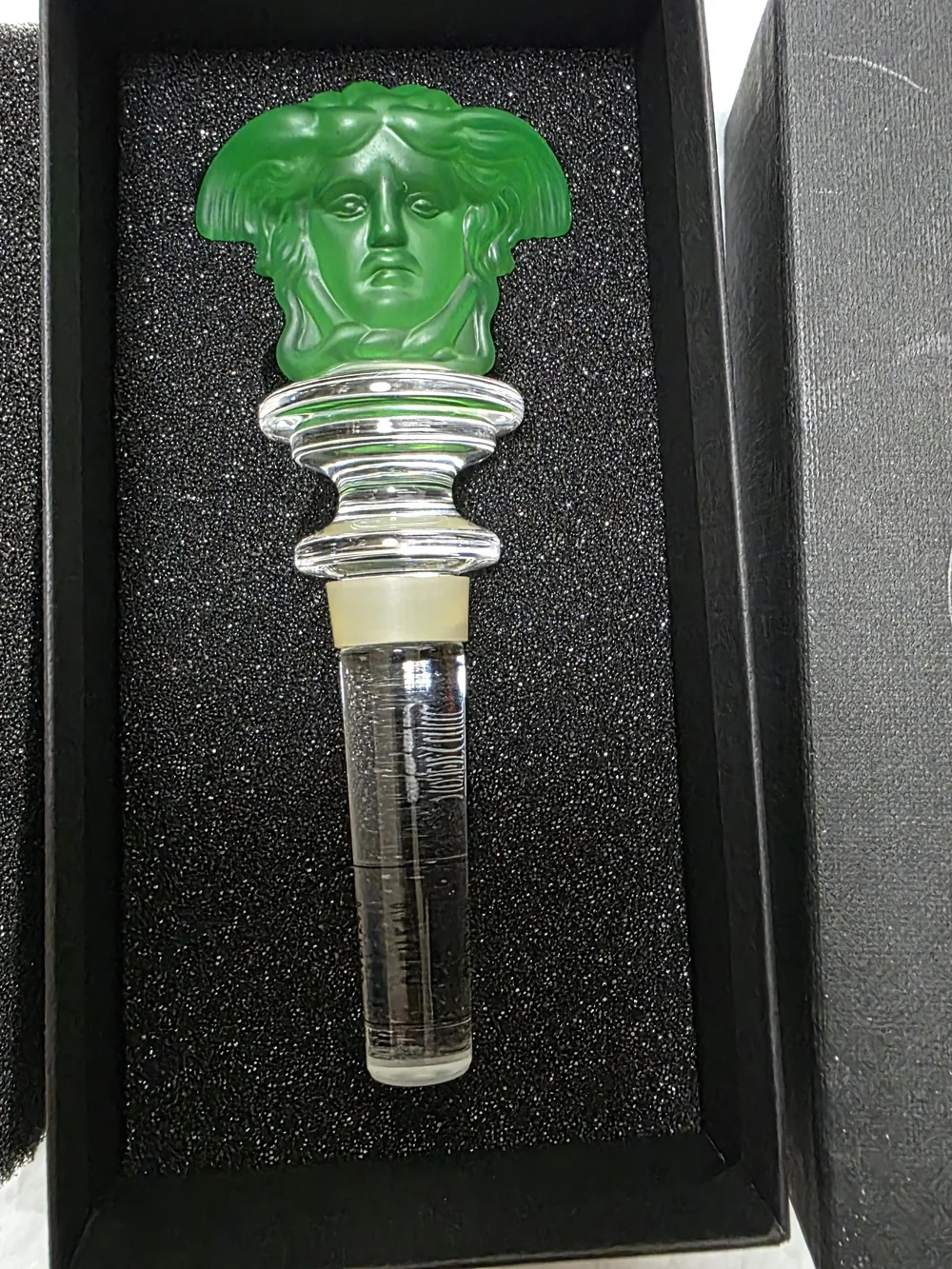 Rosenthal Versace Medusa Green Lead Crystal Bottle Stopper Austria wOriginal Box
